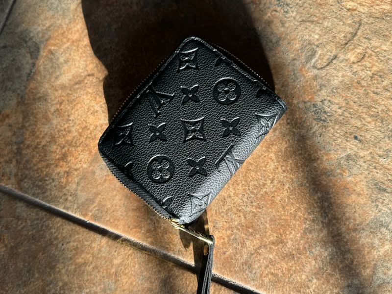 Black Monogram Zip Wallet